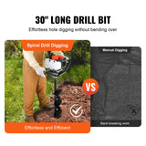SucceBuy Fuel-powered Auger  Post Hole Digger Gas Powered Earth Auger Borer Ground Petrol Earth Auger Post 52cc/43cc Hole Digger