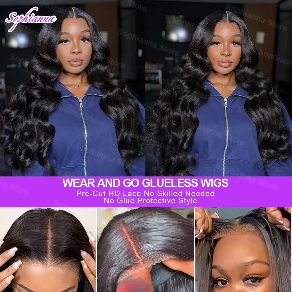 250 Density 40 42 Inch Body Wave Human Hair 13x4 HD Transparent Lace