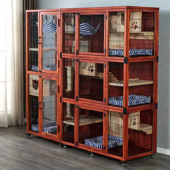 Cat Villa Wooden Cat Cage Household Space Cat House Luxury Indoor Room Cabinet Nest House Nest