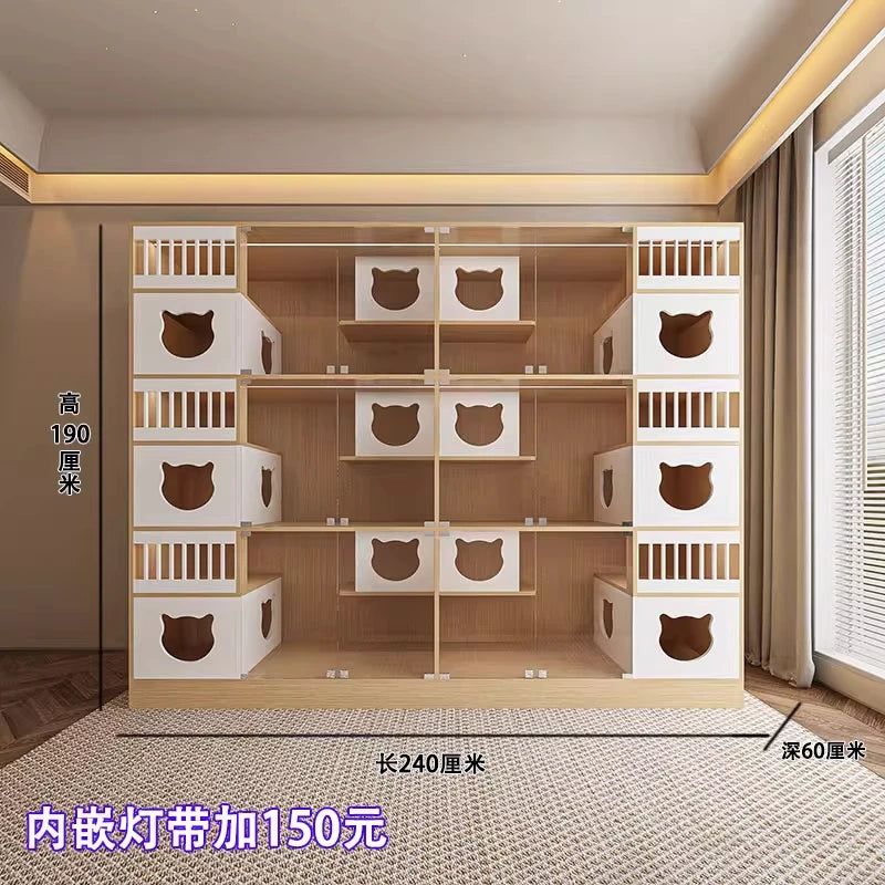 Cat villa solid wood pet store display cabinet house luxury foster breeding cat delivery room cattery custom