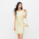 Semir Women Dress One Shoulder Oblique Neck Waist Pleated Solid Cool Feeling Mini 2026 Summer Minimalist Temperament Fashion Top