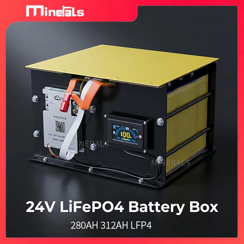 8S DIY Battery Case 24V for 280AH MB31 EVE 304AH JK 8S 200A BMS 3.2 LCD Optional Easy Installation High Quality Connection Card