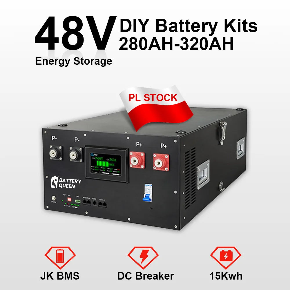 DIY 48V Box with JK 16S 200A Smart BMS LiFePO4 Battery Case 51.2V DIY Kits 280AH 300AH 320AH 340AH BT LCDAssemble Box EU Stock