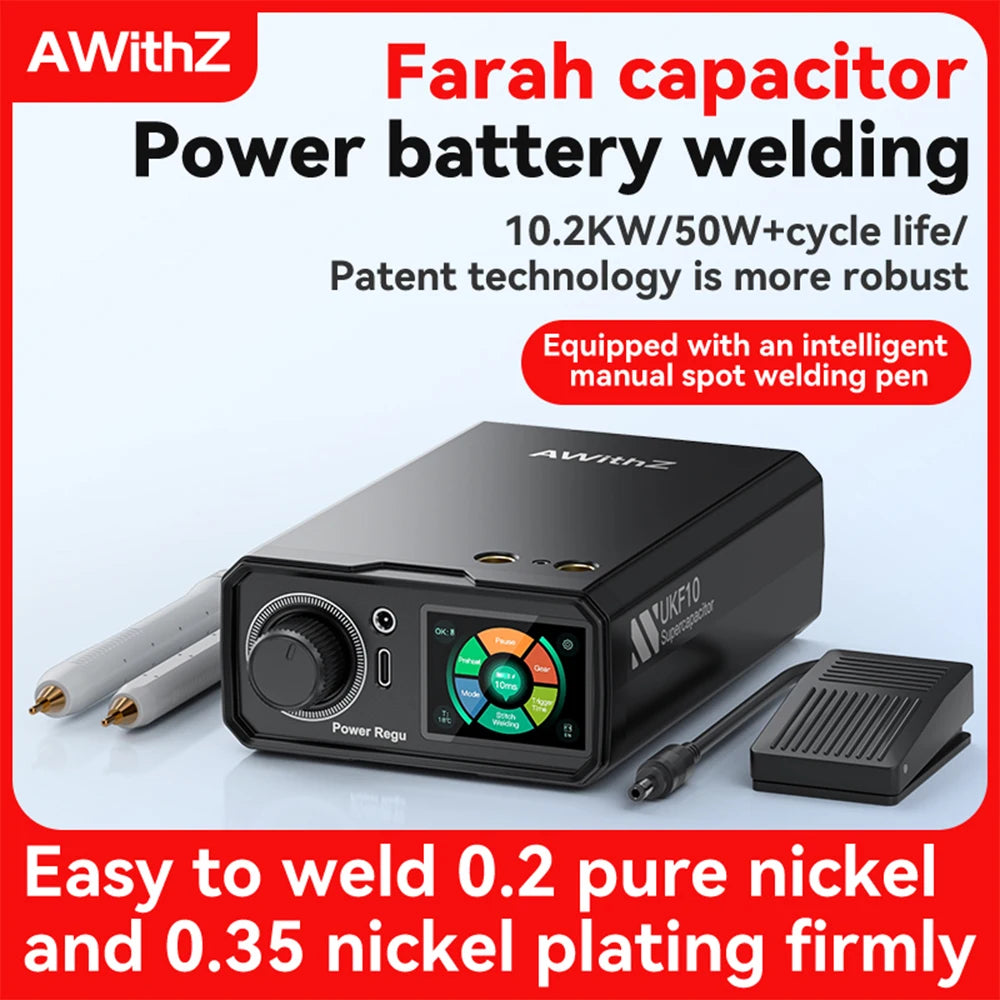 AWithZ UKF10 Farad Capacitor Spot Welding Machine Rechargeable Smart Portable Spot Welding for Mobile Phone Battery Hand Tool