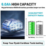 Genuine Makita 18V Battery 6ah,With Battery Indicator Rechargeable Makita Battery,BL1830 BL1840 BL1850 Power Tool Battery