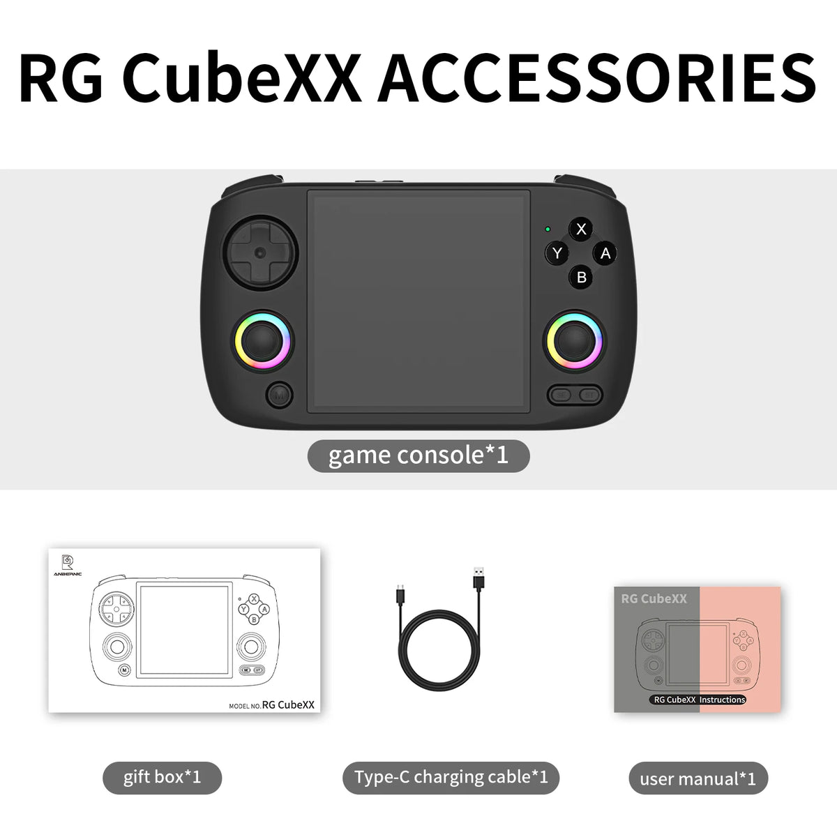 Anbernic RG CubeXX Handheld Game Console 3.95" HD IPS Screen Linux 64-bit H700 Retro Video Gaming Player Supports WiFi Streaming