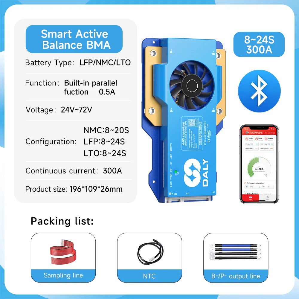 DALYBMS 250A 300A 400A 500A DALY Bms Smart BMS 4S 12V 8S 24V 1A Active Balance bms for lifepo4 lithium ion battery RS485 CAN