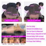 250% 30 40Inch Human Hair 13x6 HD Lace Frontal Wig Brazilian Loose Deep