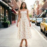Mingmingxi Summer Floral Print Dress Elegant 2025 New Arrivals Spaghetti Strap Flare Dress Maxi Holiday Party Dresses Women