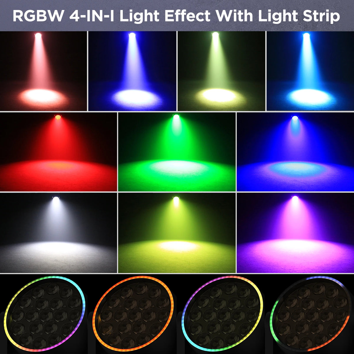 U'King 2Pcs 220W Beam Wash Zoom Moving Head Lights With Light Strip19X15W RGBW LED Stage Light DMX512 DJ Light For KTV Bar Party