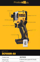 DEWALT DCF850 Impact Driver Electric Driver 20V Lithium Battery Brushless battery screwdrivers High Torque tools