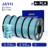 JAYO 3D PETG/PLA/PLA PLUS Filament 1.75mm PLA Filament 5 Rolls For Bambu FDM 3D Printer Neatly Wound 3D Printing Material for 3d