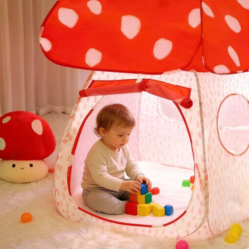 1Pc Cute Simulated Mushroom House Tent, easy assemble foldable kids play tent, ideal indoor pretend play toy and nice gift
