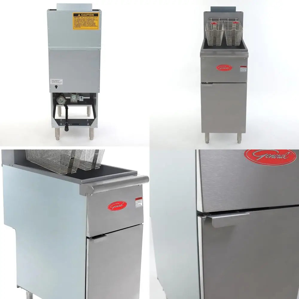 Stainless Steel Commercial Deep Fryer, 50 lbs Capacity, 120,000 BTU