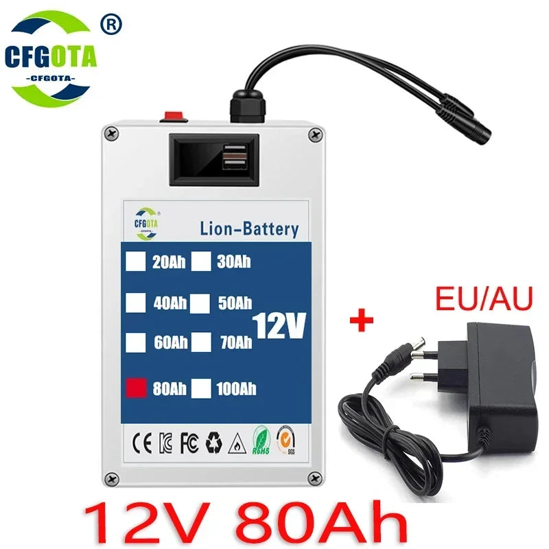 DC 12V 100Ah Lithium-ion Rechargeable Battery Is A Large Capacity and Multi-purpose Rechargeable Battery Power Bank