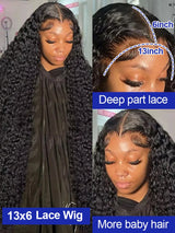 300% High Density Water Wave Human Hair Wigs HD Transparent 13x6 13x4 Deep Wave Lace Frontal Wig Brazilian Real Virgin Hair 40 42 Inch Jerry Curly Lace Front Human Hair Wigs For Women Wet and Wavy Frontal Wigs Preplucked Hairline Bleached Knots
