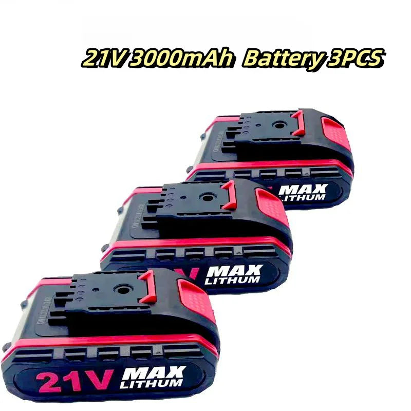 21VMAX 3000mAh Lithium Battery, Suitable for Battery Replacement and Re-Sawing of Cordless Drill, Chain Saw, Car Washing Machine