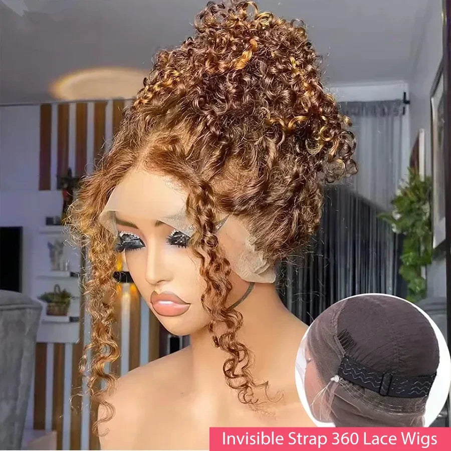 Curly 360 Full Lace Glueless Wig Human Hair Invisible Drawstring 13x6 Hd
