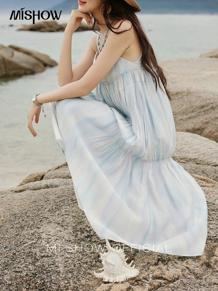 MISHOW Summer Holiday Camisole Dress for Women 2025 New Tie Dye Slim Sleeveless Seaside Long Dresses Female Fashion MXE12L2118