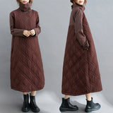 Autumn Winter plus Size Loose Slimming Color Cotton Thiened Warm Splicing Long Dr Faionable High Collar Dr