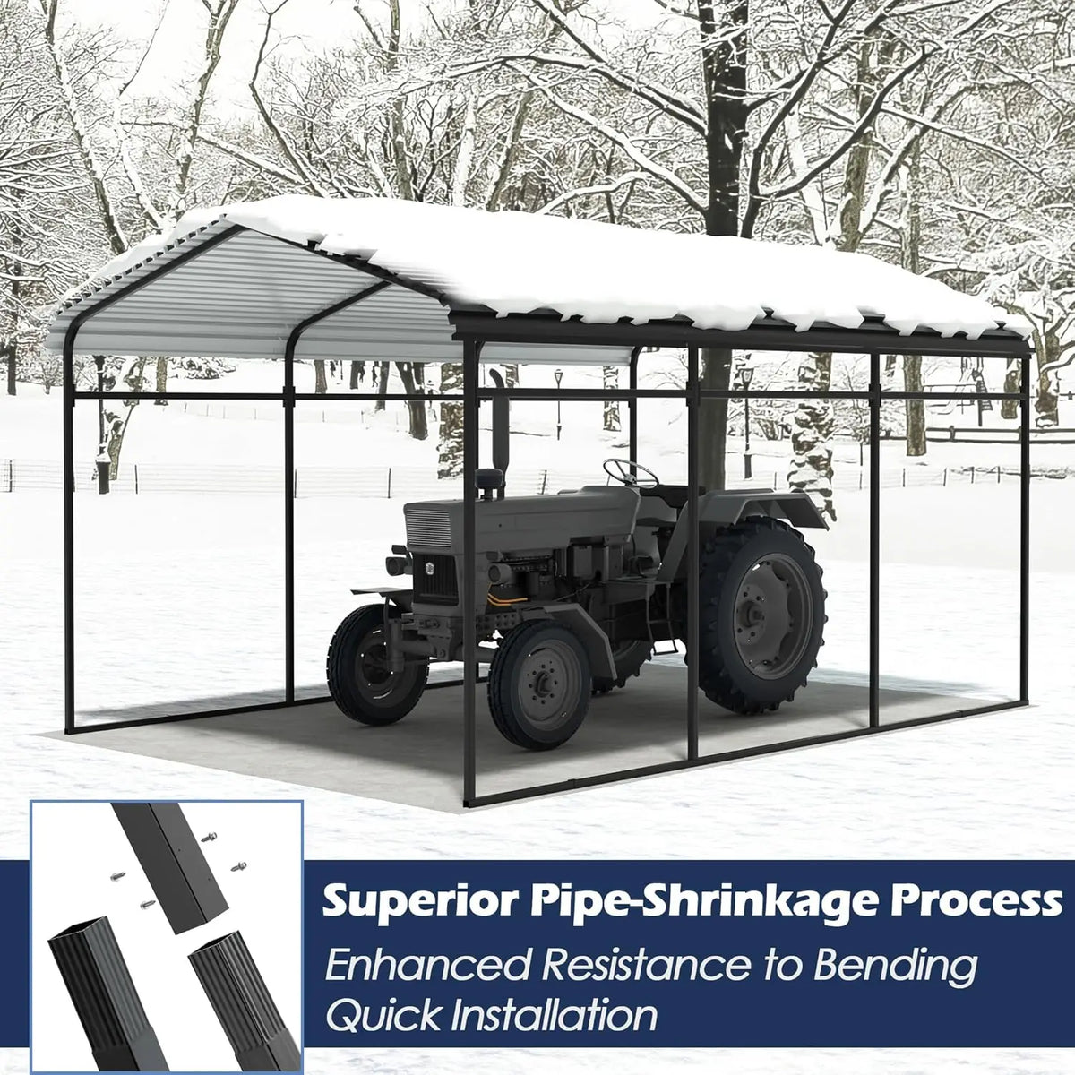Metal Carport, Heavy Duty Carport Canopy with Galvanized Steel Frame and Roof, Outdoor Storage Shed, Car Tent, Customized