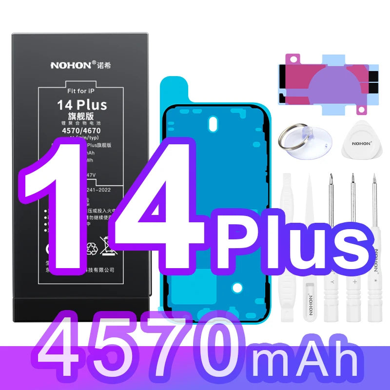 NOHON High Capacity Battery for iPhone 12 Pro Max 13 Mini 14 Plus 15 16 0 Cycle Replacement Li-ion Polymer Bateria with Tools