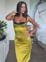 Sexy Satin Sleeveless Slip Midi Dress for Women Elegant Bodycon Evening Cocktail Dresses 2026 New Female Party Clubwear Outfit
