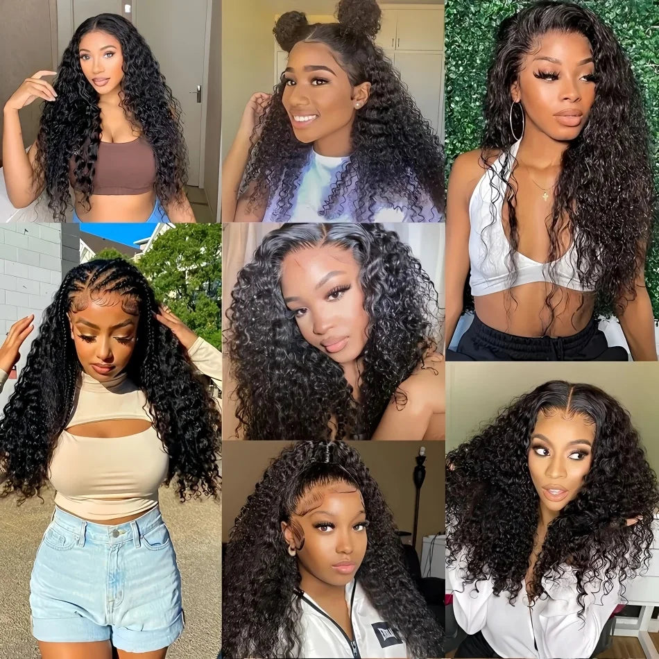 360 Full Lace Wig Human Hair Pre Plucked Hd 250 Density 360 Lace Front Wigs Deep Curly Wigs Human Hair Invisible Drawstring 40In