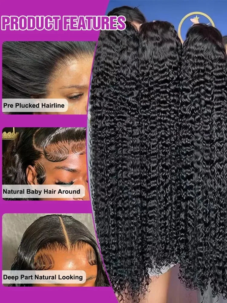 Golden Curly 250% 34 Inch HD 6x6 5x5 Glueless Ready To Wear Human Hair Wigs Transparent Loose Deep Wave Brazilian Remy Hair Wig