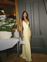 Fashion V-neck Backless Slim Fit Long Dress Minimalist Style Ankle-length Delicate Dresses 2026 Lady New Holiday Club Party Gown