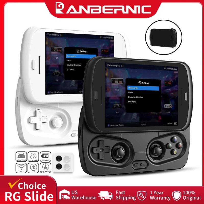 Anbernic RG Slide Retro Handheld Game Console 4.7" LTPS In-Cell Android Video Gaming Player Supports AI Assistant 1080p-Port Out