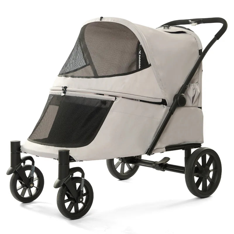 Foldable Dog Stroller Big Wheel with Ramp Brake Dog Strollers Suspension Outdoor Portable Large Dogs Stroller Oxford Pet Carrier