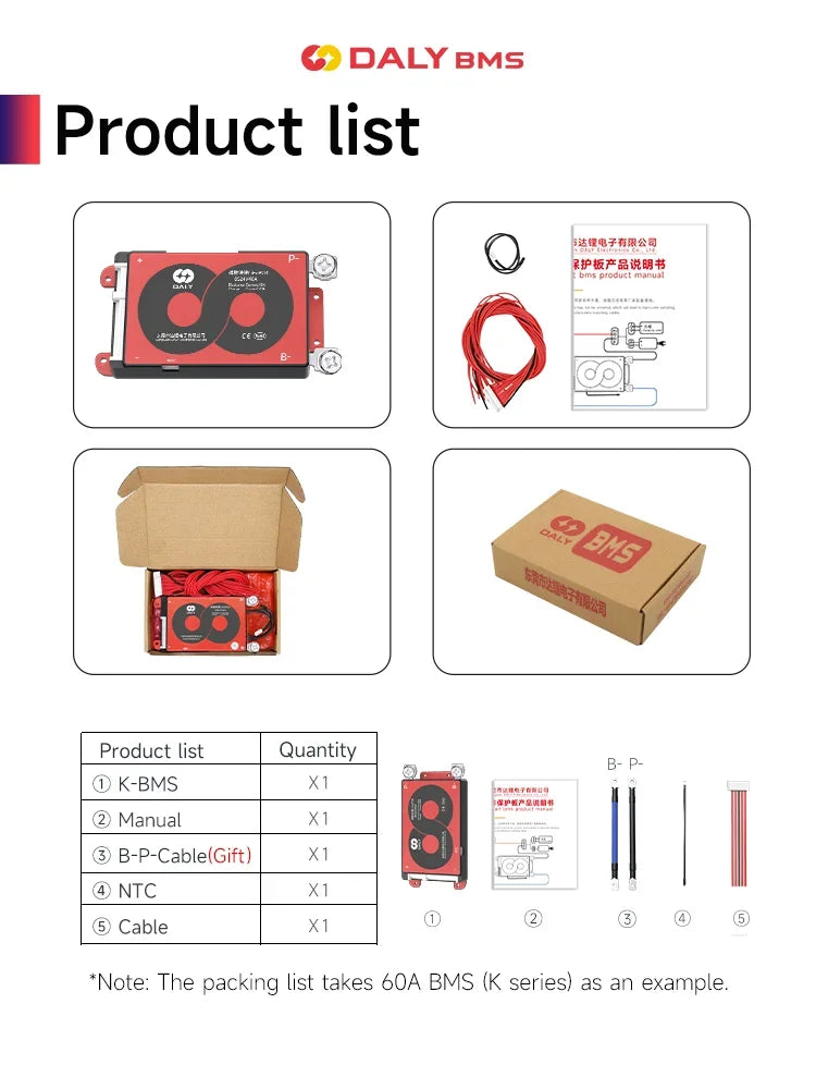 DALY Li-ion BMS 17S 60V 20S 72V And 20S 60V 24S 72V LiFePO4 BMS 40A 60A 100A Including Balance Function NTC Sensors Waterproof