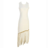Ele Long Knitted Dr Slim Fit Svel Vintage Tassel Trim Wrap Around Skirt High Waist Silk Tead Lace Summer Dr