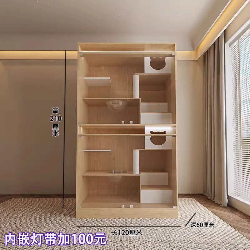 Cat villa solid wood pet store display cabinet house luxury foster breeding cat delivery room cattery custom