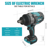 Makita Style 18V Brushless Impact Wrench 1300N.m Torque Stepless Speed Control Electric Wrench for Heavy Duty Maintenance