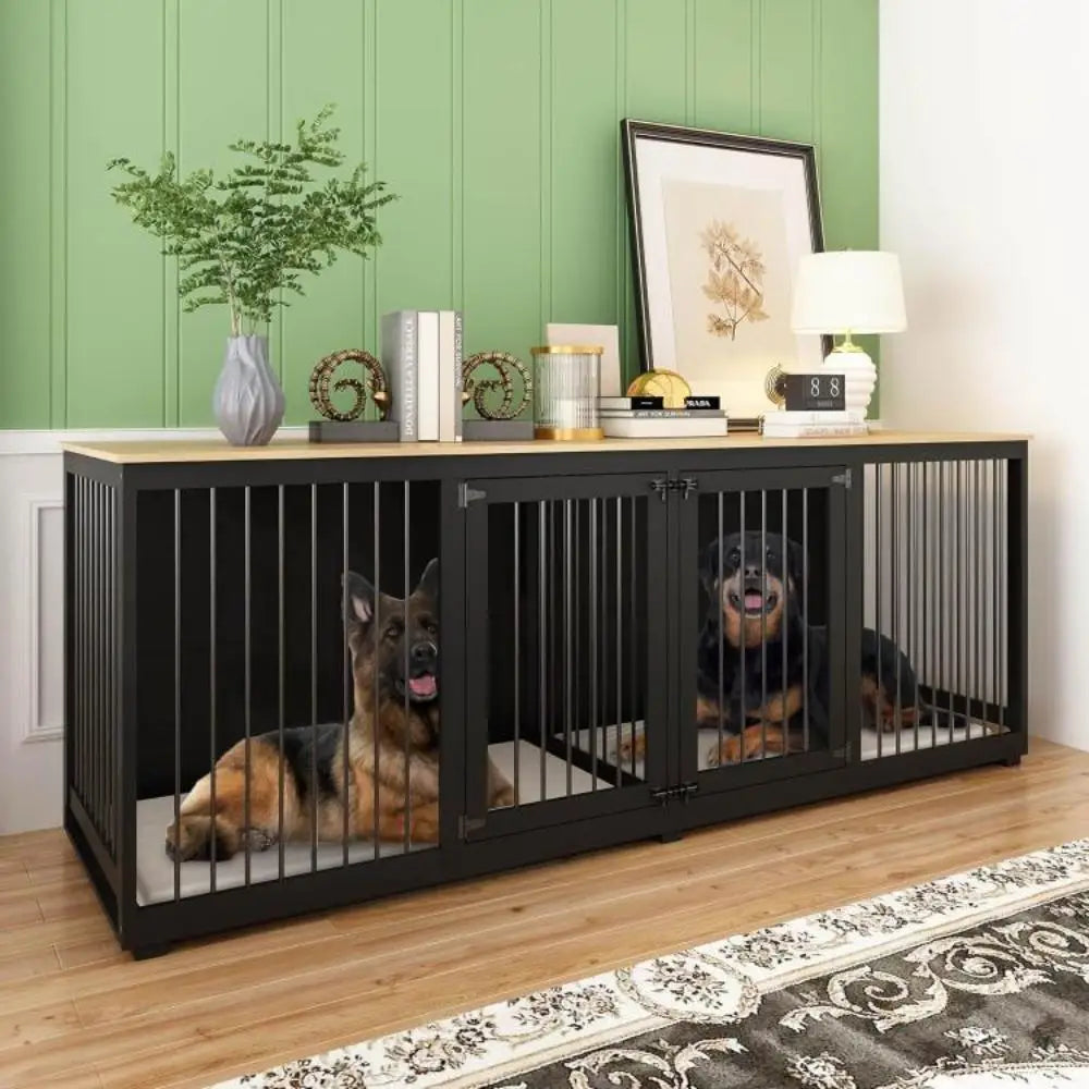 94.5" Extra Large Dog Crate Furniture, Heavy Duty Dog Kennel with a Removable Divider, Indoor Furniture Style Dog Crate House