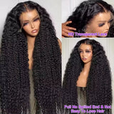 Luvin 40 Inch Deep Wave 13x6 HD Transparent Lace Frontal Human Hair Wigs 220 Density Remy 13x4 Water Curly Front Wig For Women