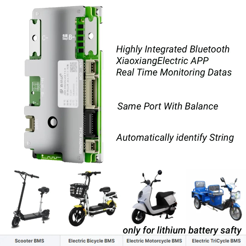 JBD BMS 7S-24S Built-in Bluetooth Smart BMS 8S 24V 10S 36V 16S 48V 60V 20S 24S 72V 40A 50A 60A 80A LFP NMC Bms For Electric Bike