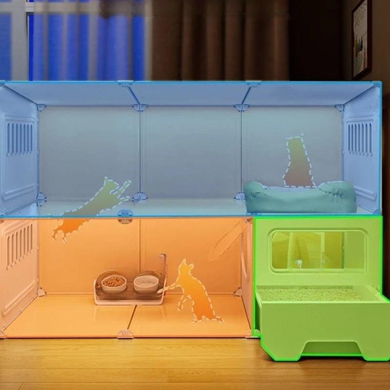 Cat Villa with Toilet Drawer Integrated Dog Cage Indoor Extra Large Space Home Cat Bed and Litter Box Pet Cats Cabinet Dog Nest