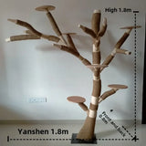 C Large Cat Climbing Frame Solid Wood Trunk Wear-resistant, Cat Coffee House Decorative Tree, Nest Cat Tree Integrated
