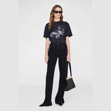 26 Early Spring New North America Style Landscape Letter Print Crew Neck Cotton Short Sleeve T-Shirt For Women
