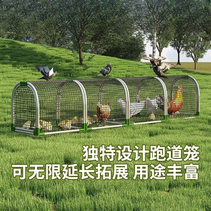 Walking chicken cage tunnel outdoor track cute pet wire running chicken cage large , duck and goose