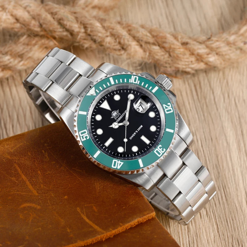 ADDIESDIVE Men's Diving Watch 200M Water Resistant BGW9 Blue Luminous Quartz Casual Business Wrist Watch New Men's Birthday Gift