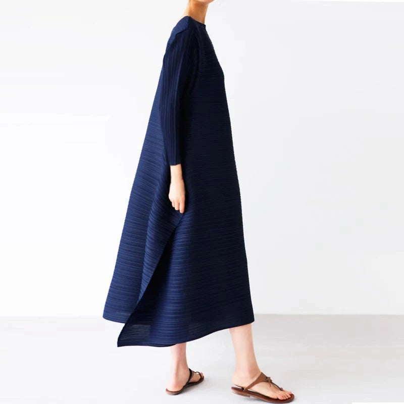 Miyake Pleated Original Design Large Size Dress Women's Spring Summer New Korean Style Causal Long Loose Clothes