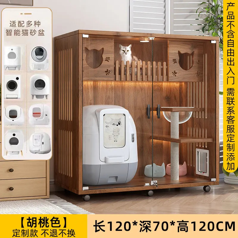 cat cage home indoor cattery cat cabinet discharge automatic litter box custom villa