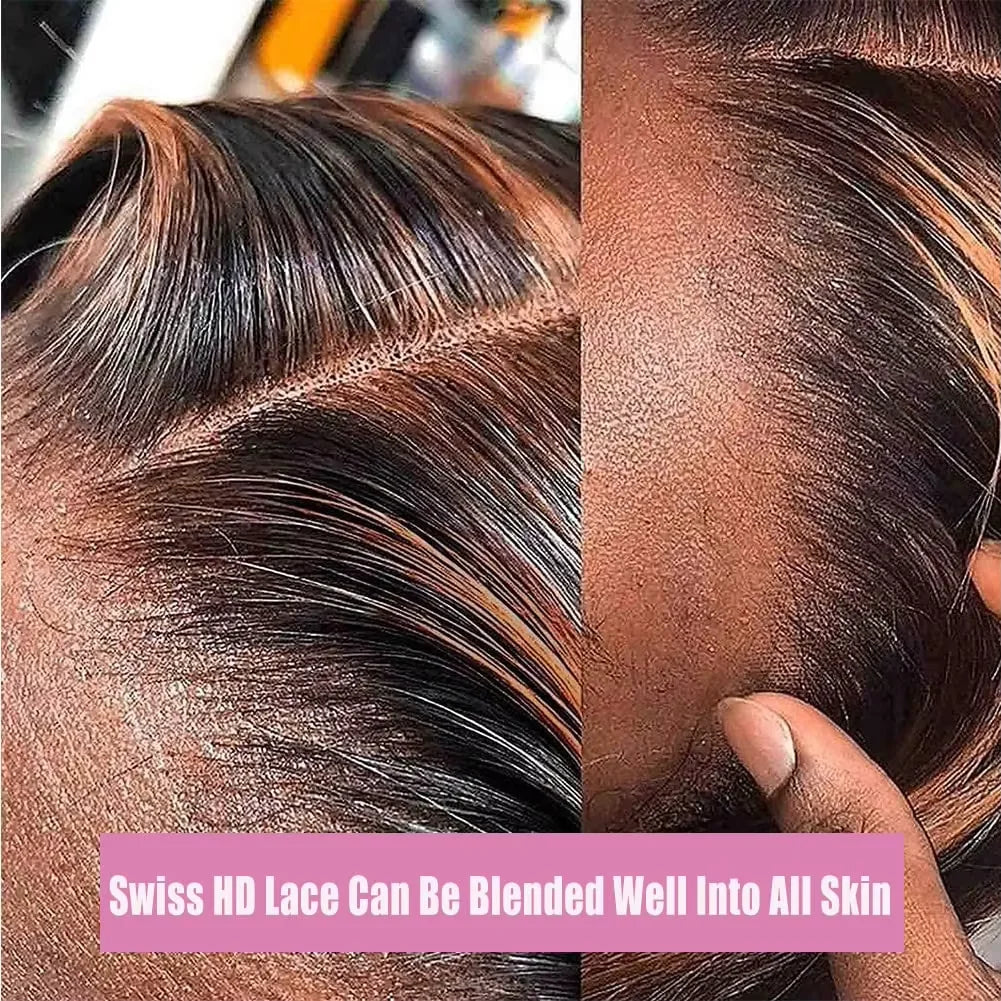 250Density 1B/30 Highlight Deep Wave Frontal Wig 13x6 HD Lace Curly Wigs Water Wave Human Hair Wig 13x4 Highlight Wig Human Hair