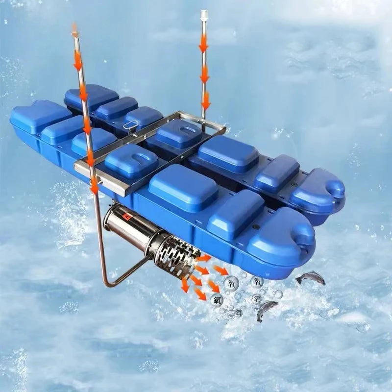2hp Fine Bubble Fish Farm Pond Aerator Push-flow Jet Aerator 1.5 Kw Electric Power Submersible Water Pump Oxygen