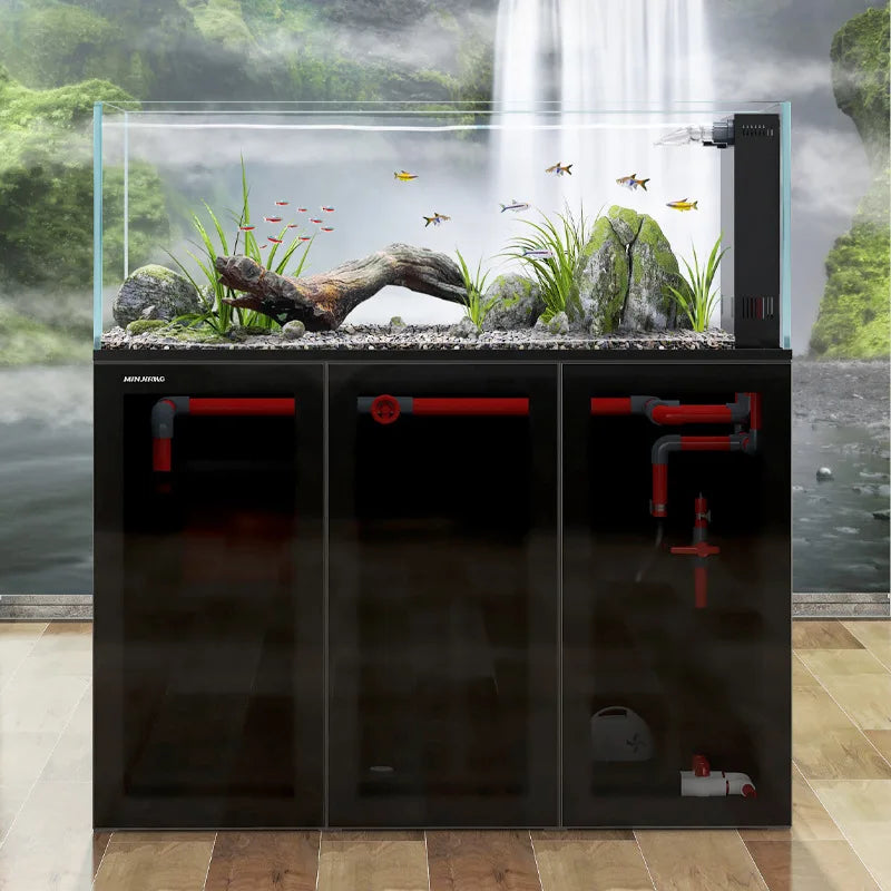 Living room home large native landscaping South American tank simple modern side bag bottom filter ecological fish tank