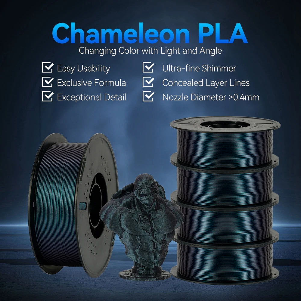 KINGROON PLA Burnt Titanium 3D Printer Filament 1.75mm 1kg 2kg Beautiful Color Change PLA Hide Layer Line 3D Printing Material